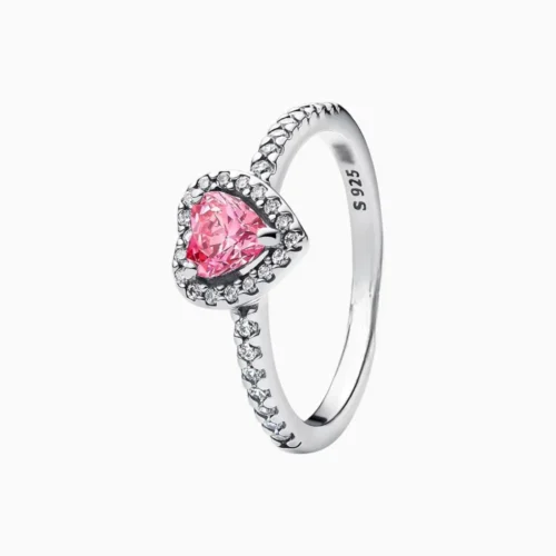 Anillo De Plata Corazón Superior Rosa