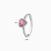 Anillo De Plata Corazón Superior Rosa