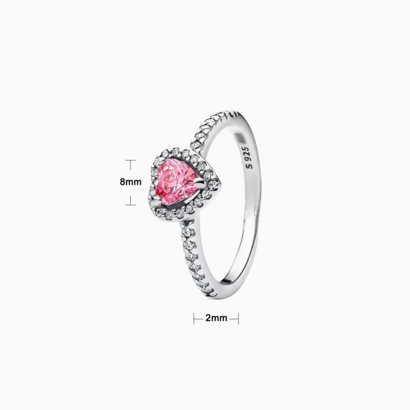 Anillo De Plata Corazón Superior Rosa