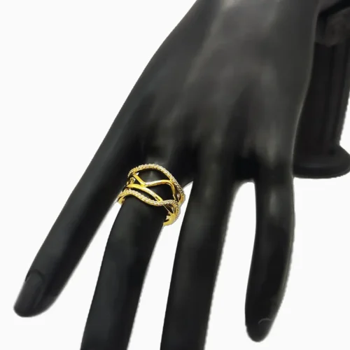 Anillo De Plata Entrelazado Dorado