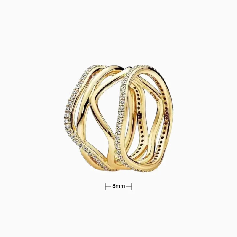 Anillo De Plata Entrelazado Dorado