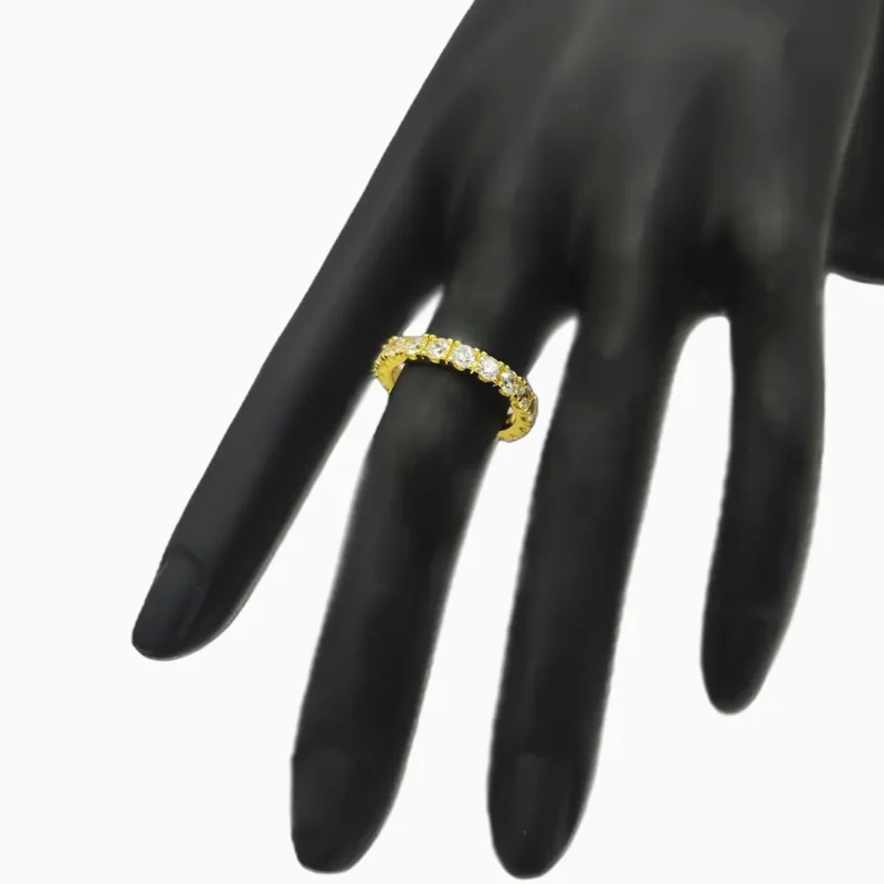 Anillo De Plata Eternidad Fila Brillante Dorado Anillo De Plata Eternidad Fila Brillante Dorado