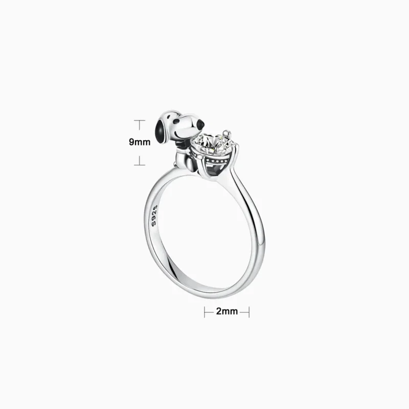 Anillo De Plata Peanuts Snoopy Brillante