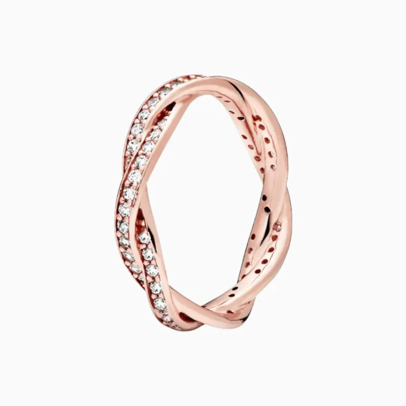 Anillo De Plata Trenzado Brillante Rosa