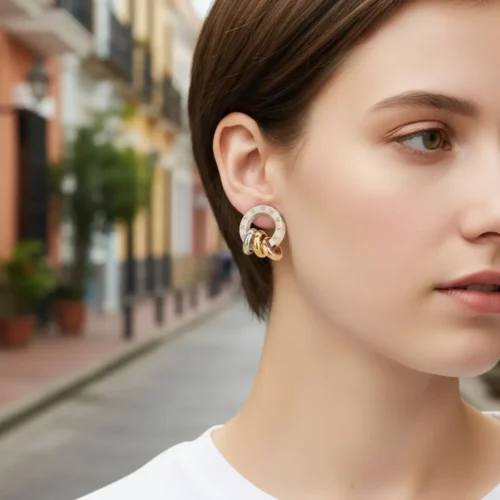 Aretes Broquel De Acero Números Romanos