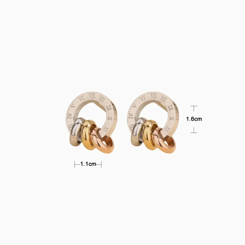 Aretes Broquel De Acero Números Romanos