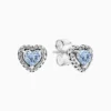 Aretes Broquel De Plata Corazón Superior Azul Claro