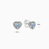 Aretes Broquel De Plata Corazón Superior Azul