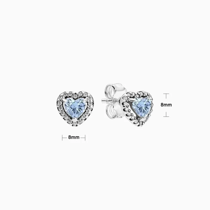 Aretes Broquel De Plata Corazón Superior Azul
