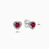 Aretes Broquel De Plata Corazón Superior Rojo