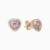 Aretes Broquel De Plata Rosa Corazón Superior Aretes Broquel De Plata Rosa Corazón Superior