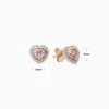 Aretes Broquel De Plata Rosa Corazón Superior Aretes Broquel De Plata Rosa Corazón Superior