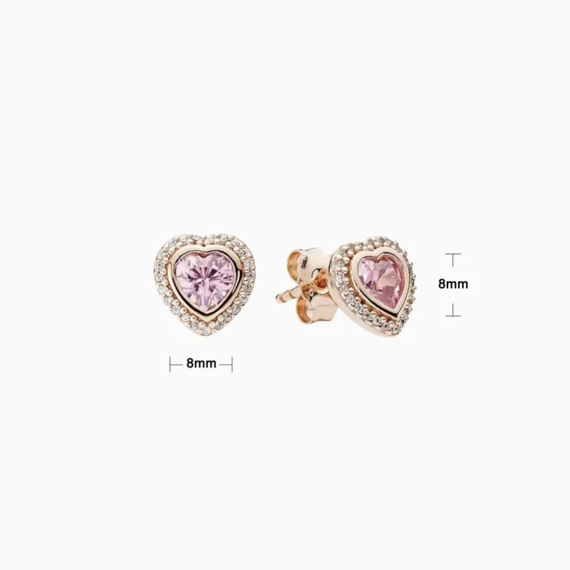 Aretes Broquel De Plata Rosa Corazón Superior Aretes Broquel De Plata Rosa Corazón Superior