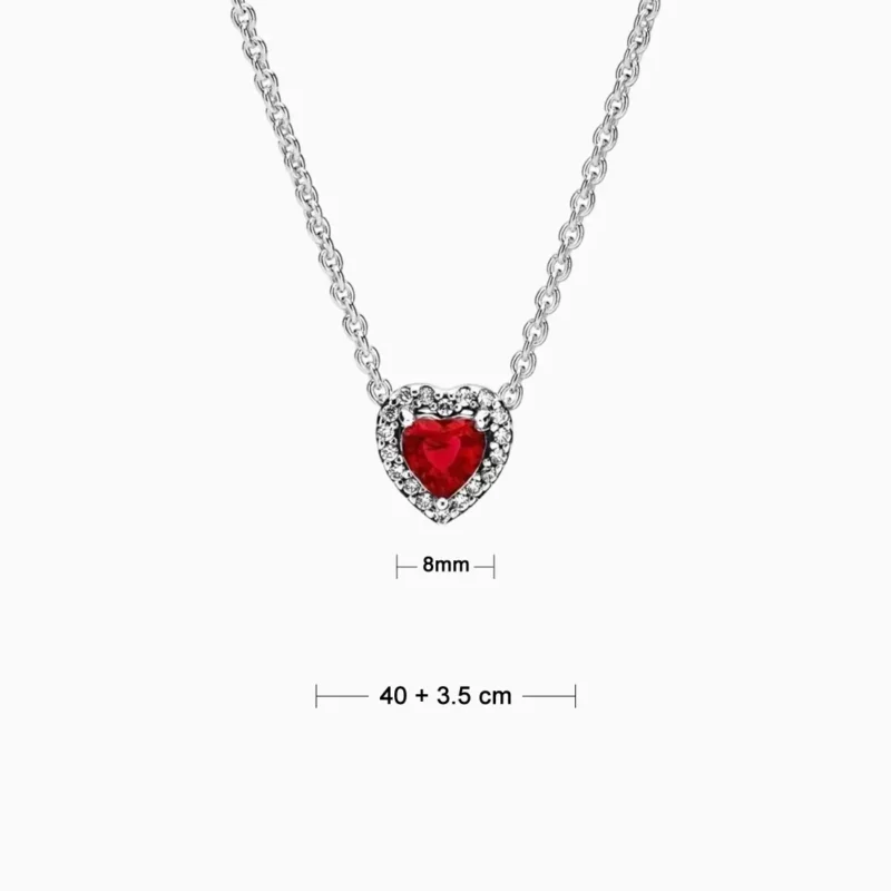 Collar De Plata Corazón Rojo Superior