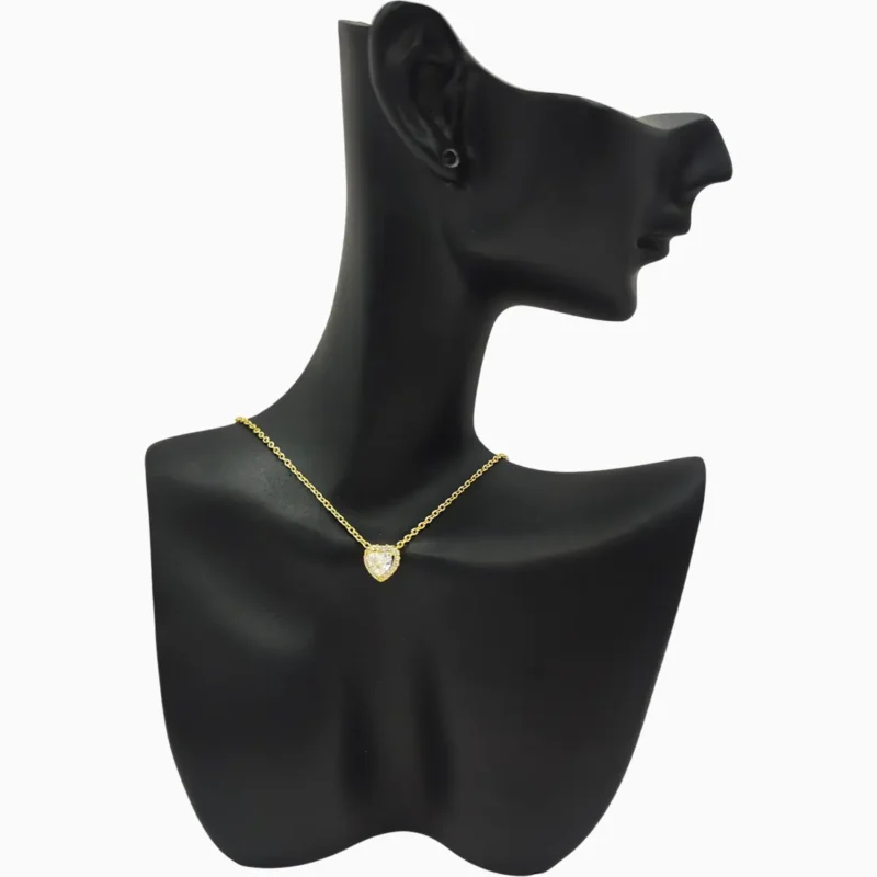 Collar De Plata Corazón Superior Dorado