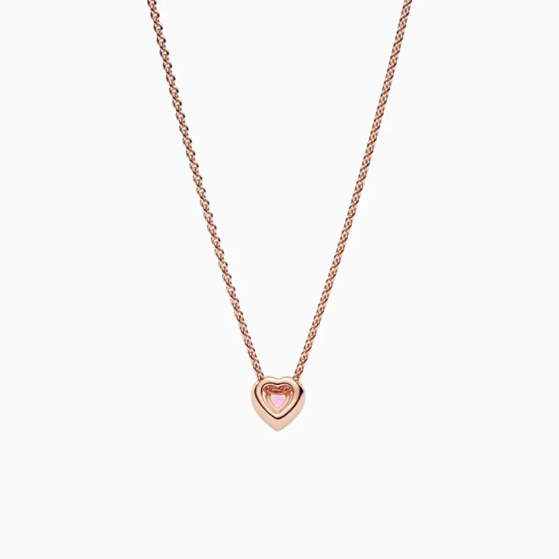Collar De Plata Rosa Corazón Rosa Superior