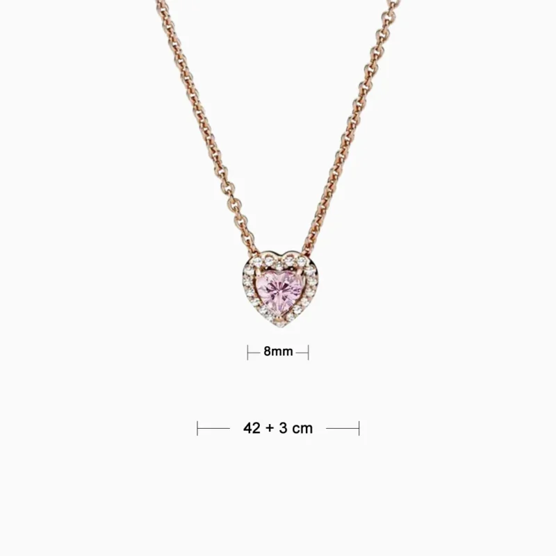 Collar De Plata Rosa Corazón Rosa Superior