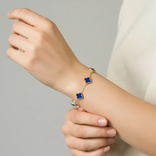 Pulsera De Acero 5 Hojas Azul