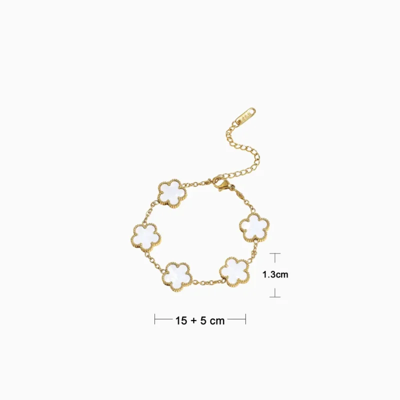 Pulsera De Acero Cinco Hojas Blanco