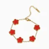 Pulsera De Acero Flor Cinco Hojas Rojo