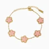 Pulsera De Acero Flor Cinco Hojas Rosa