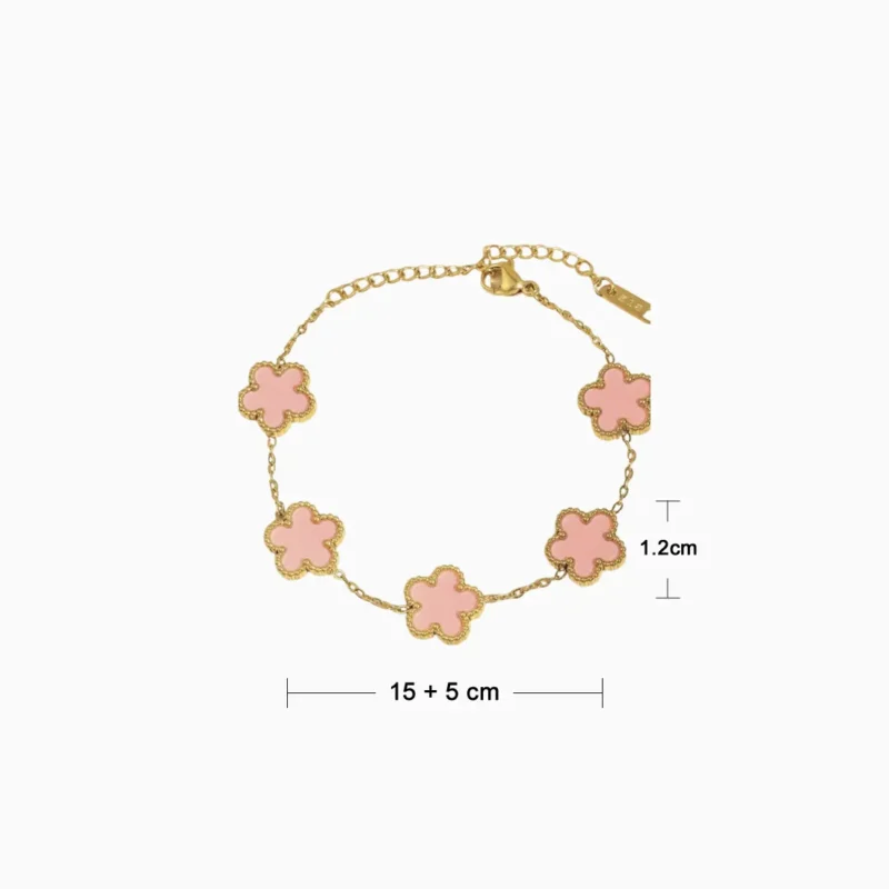 Pulsera De Acero Cinco Hojas Rosa