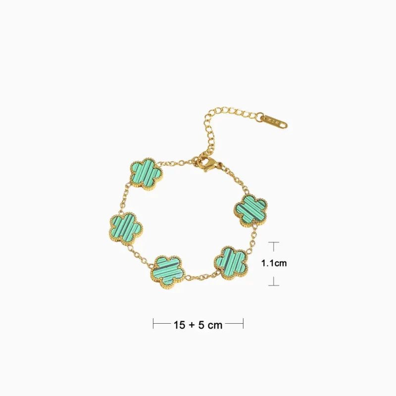 Pulsera De Acero Flor Cinco Hojas Verde