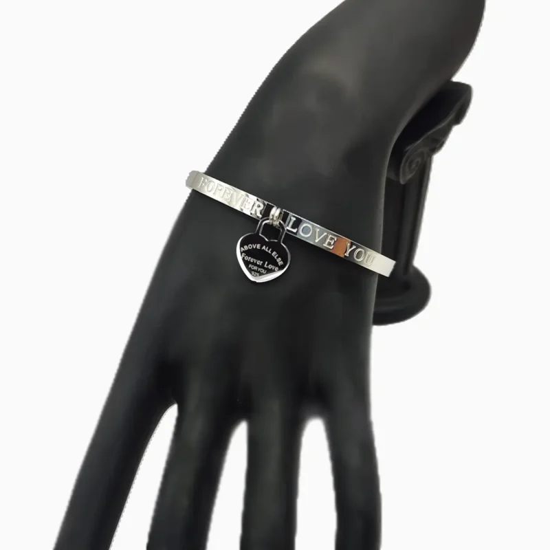 Pulsera De Acero Forever Love Colgantes