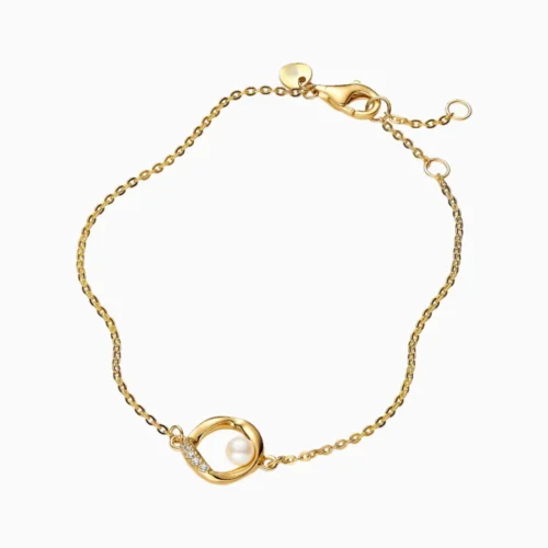 Pulsera De Plata Orgánica Con Perla