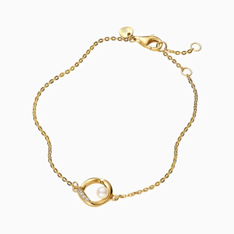 Pulsera De Plata Orgánica Con Perla