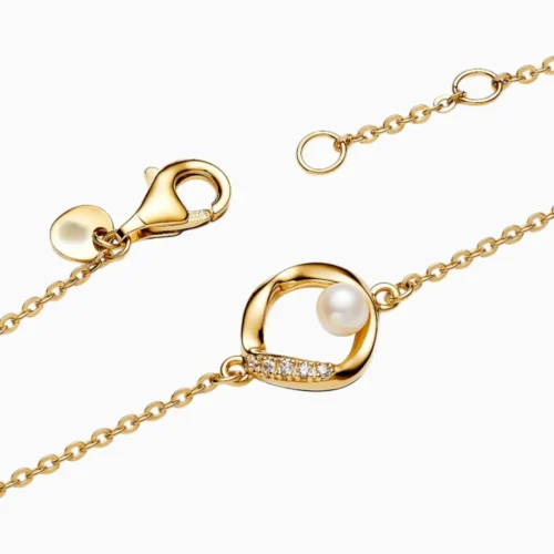 Pulsera De Plata Orgánica Con Perla