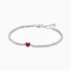 Pulsera De Plata Tenis Corazón Rojo Brillante