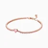 Pulsera De Plata Tenis Corazón Rosa Brillante