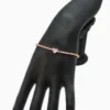 Pulsera De Plata Tenis Corazón Rosa Brillante