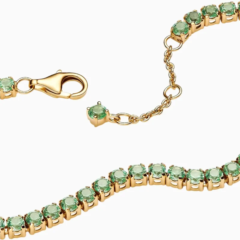 Pulsera De Plata Tenis Verde Brillante