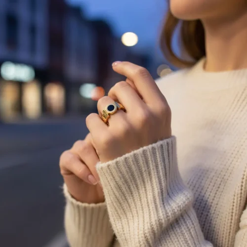 Anillo De Acero Números Romanos Dorado