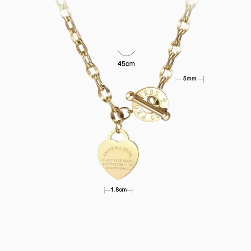 Collar De Acero Placa Estilo Corazón Dorado Collar De Acero Placa Estilo Corazón Dorado