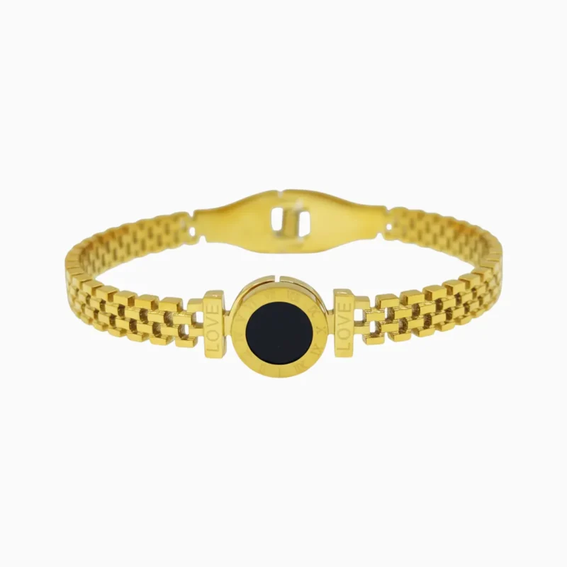 Pulsera De Acero Números Romanos Dorado