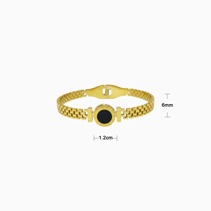 Pulsera De Acero Números Romanos Dorado