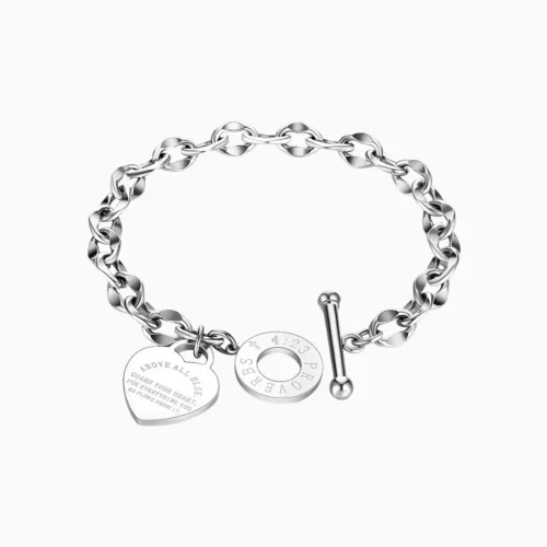 Pulsera De Acero Placa Estilo Corazón