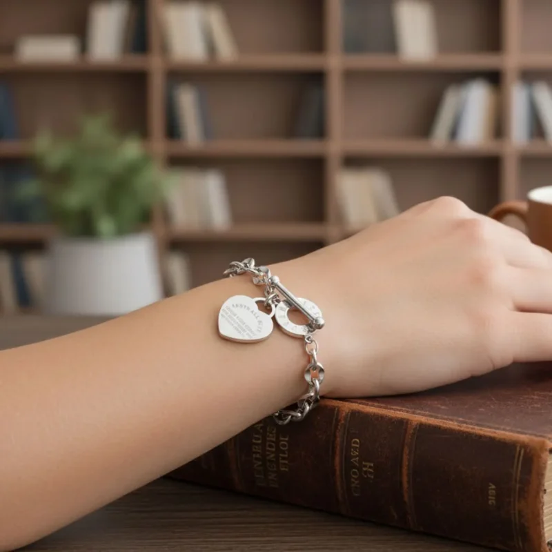 Pulsera De Acero Placa Estilo Corazón