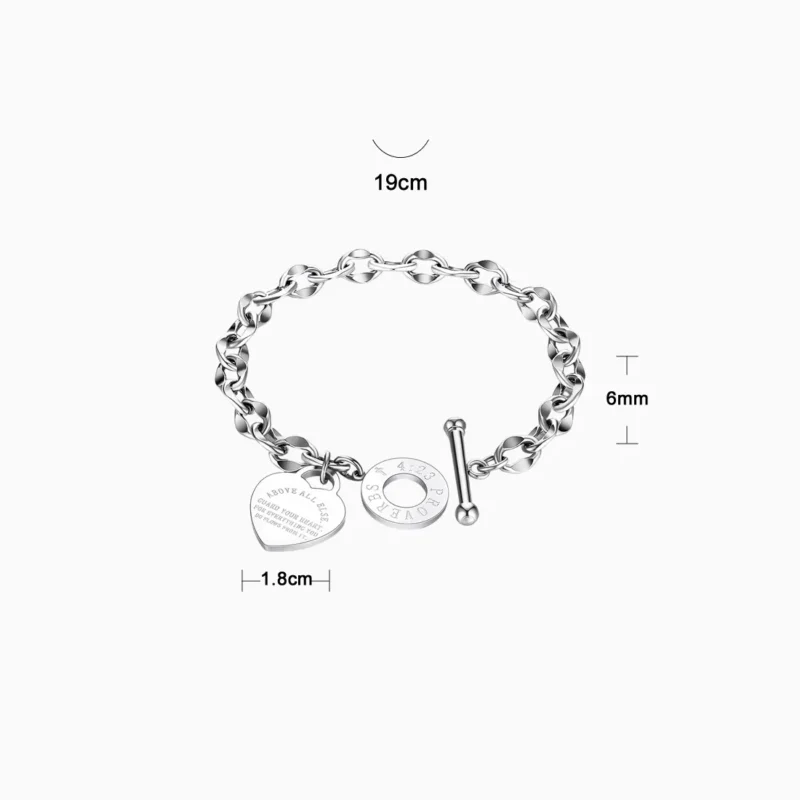 Pulsera De Acero Placa Estilo Corazón