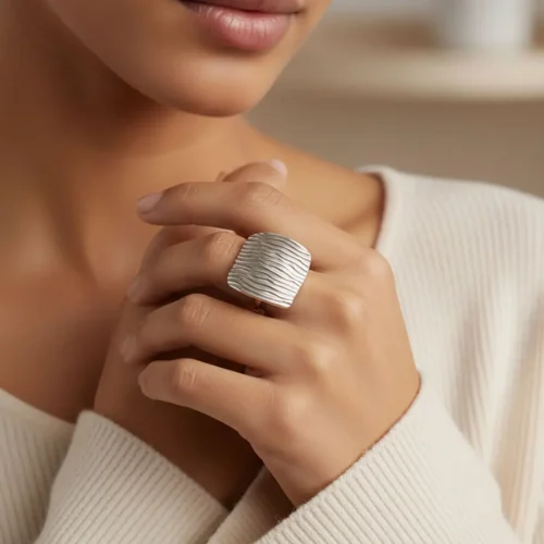 Anillo De Acero Diseño Moderno Ajustable