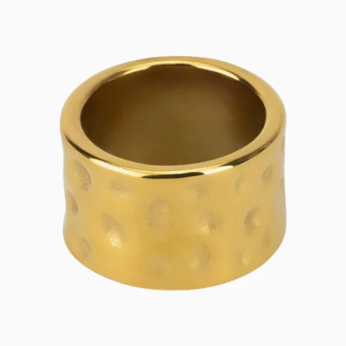 Anillo De Acero Diseño Único Dorado