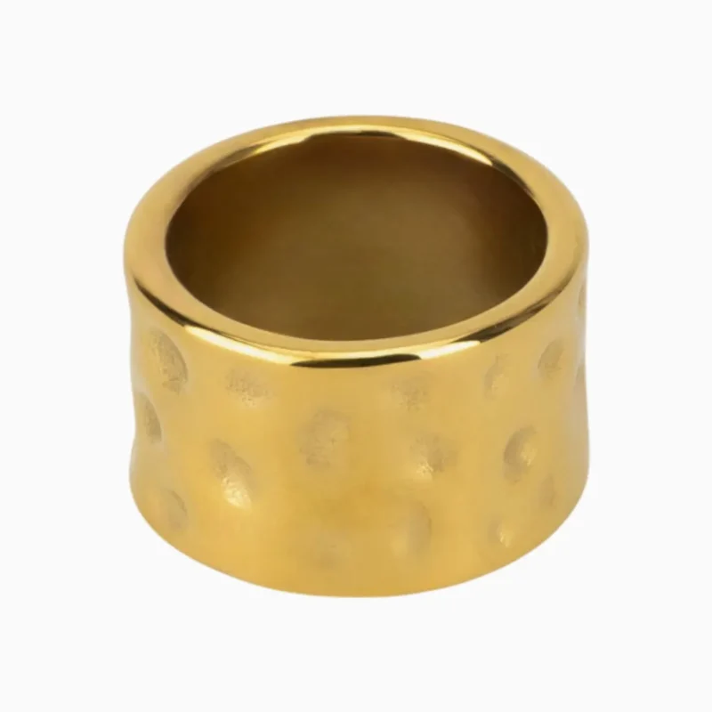 Anillo De Acero Diseño Único Dorado