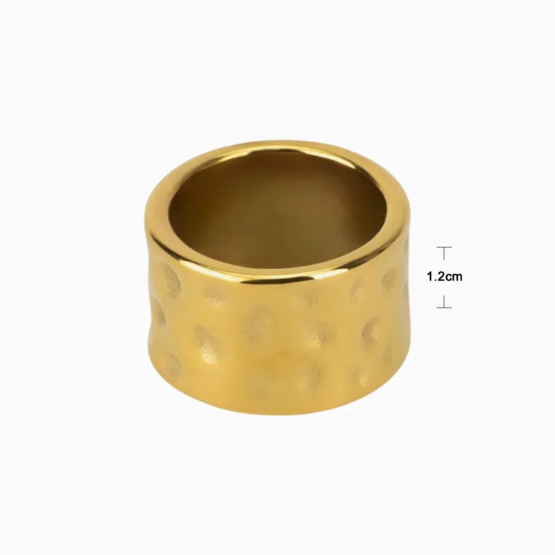 Anillo De Acero Diseño Único Dorado