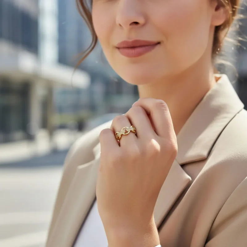 Anillo De Oro Aros Lazados