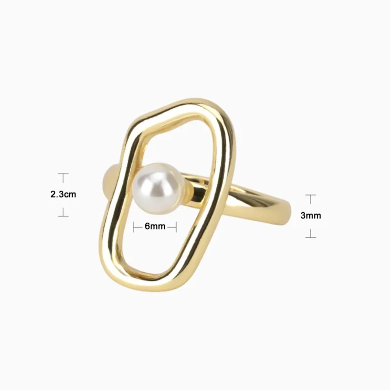 Anillo De Oro Perla Blanca Ajustable Anillo De Oro Perla Blanca Ajustable