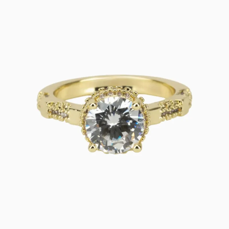 Anillo De Oro Solitario Corona Redonda Anillo De Oro Solitario Corona Redonda