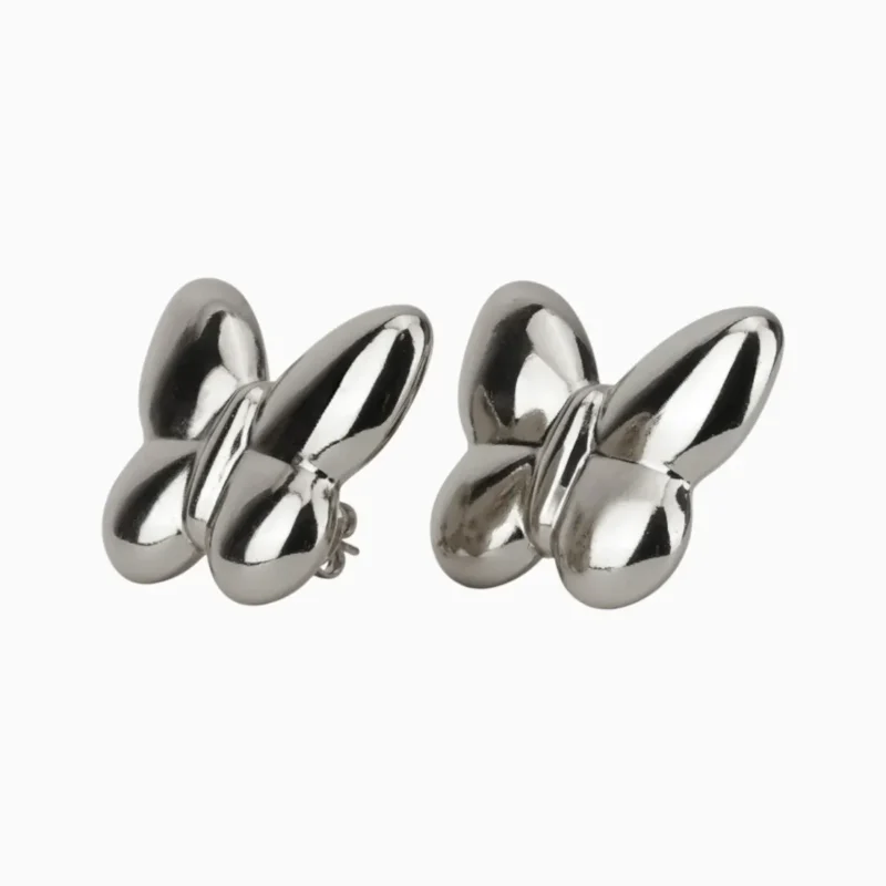 Aretes Broquel De Acero Mariposas